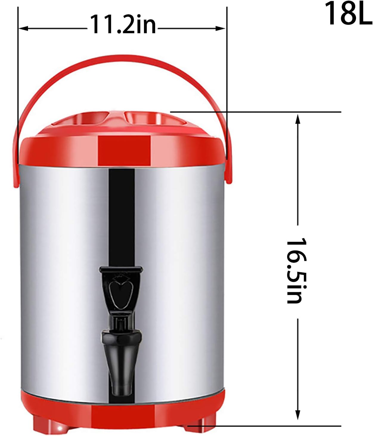 Stainless Steel Catering Boiler, 18L/20L Coffee Hot Water Dispenser-Red and Black, Beverage Commercial Water Dispenser Milk Tea Insulation for Beverage Store Party,Black,20L,Red-18L