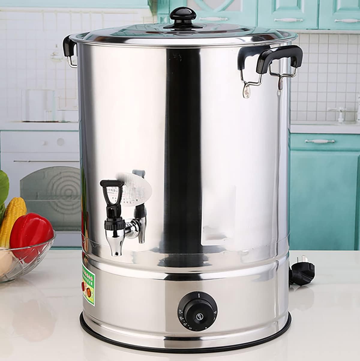 1800W Commercial Water Dispenser Catering, Electric Catering Urn Hot Boiler, Electric Boiling Water Bucket, 30-110°C Temperature Control Knob,A,12L