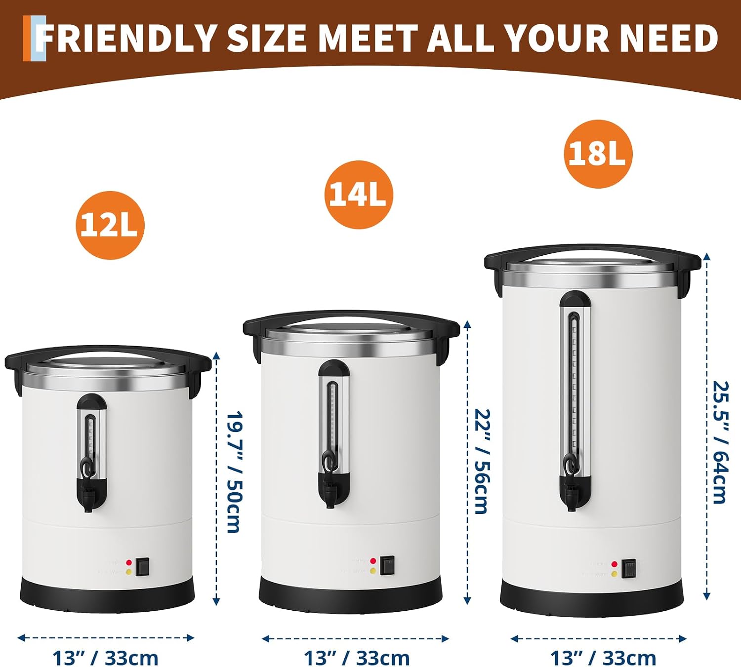 TROPOW Commercial Coffee Urn 100 Cup- 14L/3.7 Gal Coffee Maker,Double-Wall Insulated Stainless Steel Electric Coffee Maker, Hot Water Dispenser for Catering, Wedding, Buffet, Party