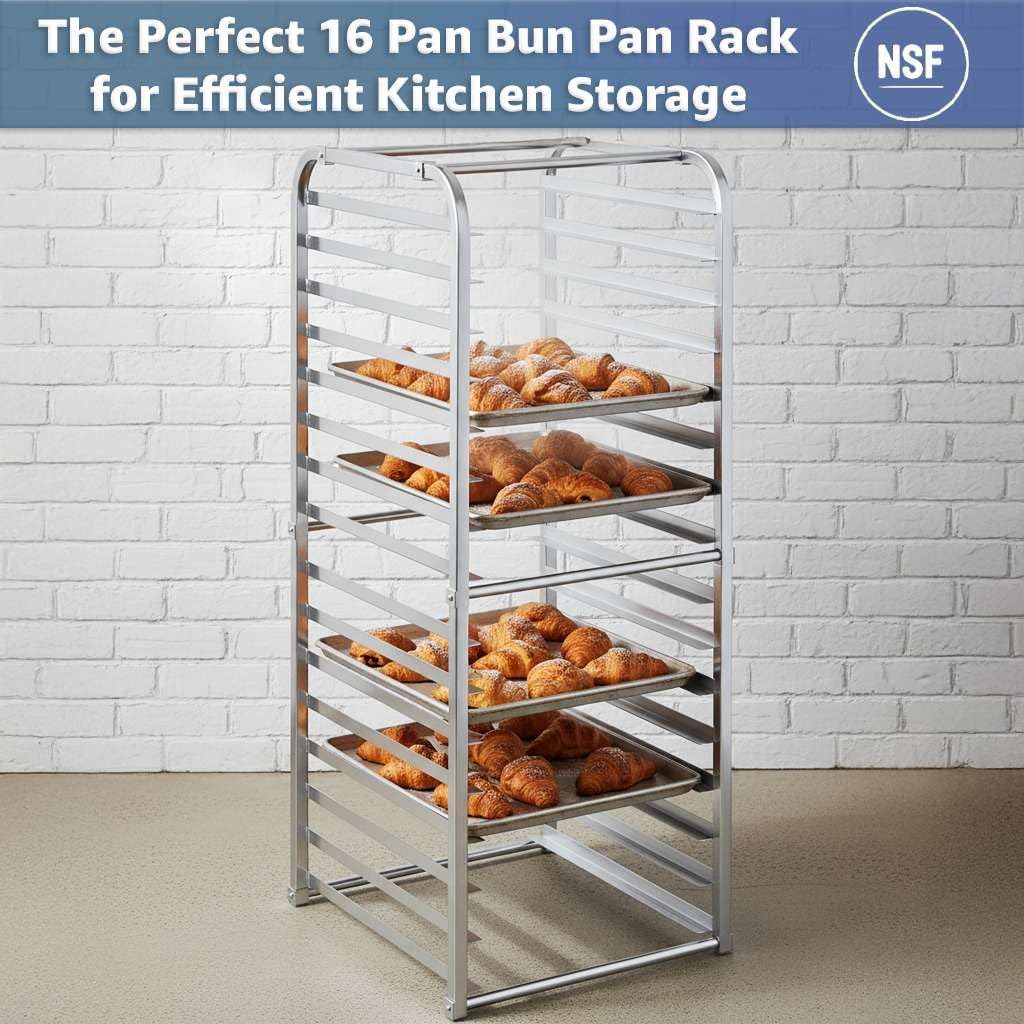 16 Pan Commercial Aluminum Sheet Pan Rack – Bun Pan Cooling Rack for Bakery and Catering NSF