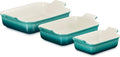 Le Creuset Stoneware Heritage 3-Piece Rectangular Baking Dish Set, Riviera