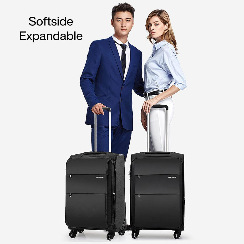 Hanke 24 Inch Expandable Luggage Large Suitcases with Wheels Softside Checked Luggage Rolling Suitcase with Lock Lightweight Travel Luggage for Men and Women 24 Inch Luggage.(Dark Gray)