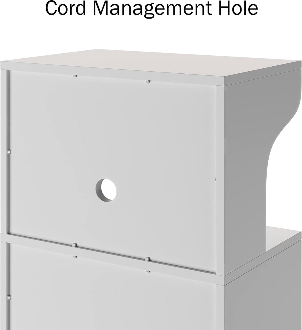 Microwave Stand with Storage – Rolling White Cabinet with Doors, Drawer, and Locking Wheels – Freestanding Wood Cart by Lavish Home (White and Oak)