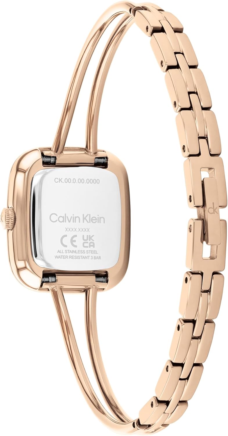Calvin Klein Women's CK Adore Stainless Steel Watch – 24mm Tank Case, Adjustable Bangle Bracelet, Petite Elegant Design - Gift for Her