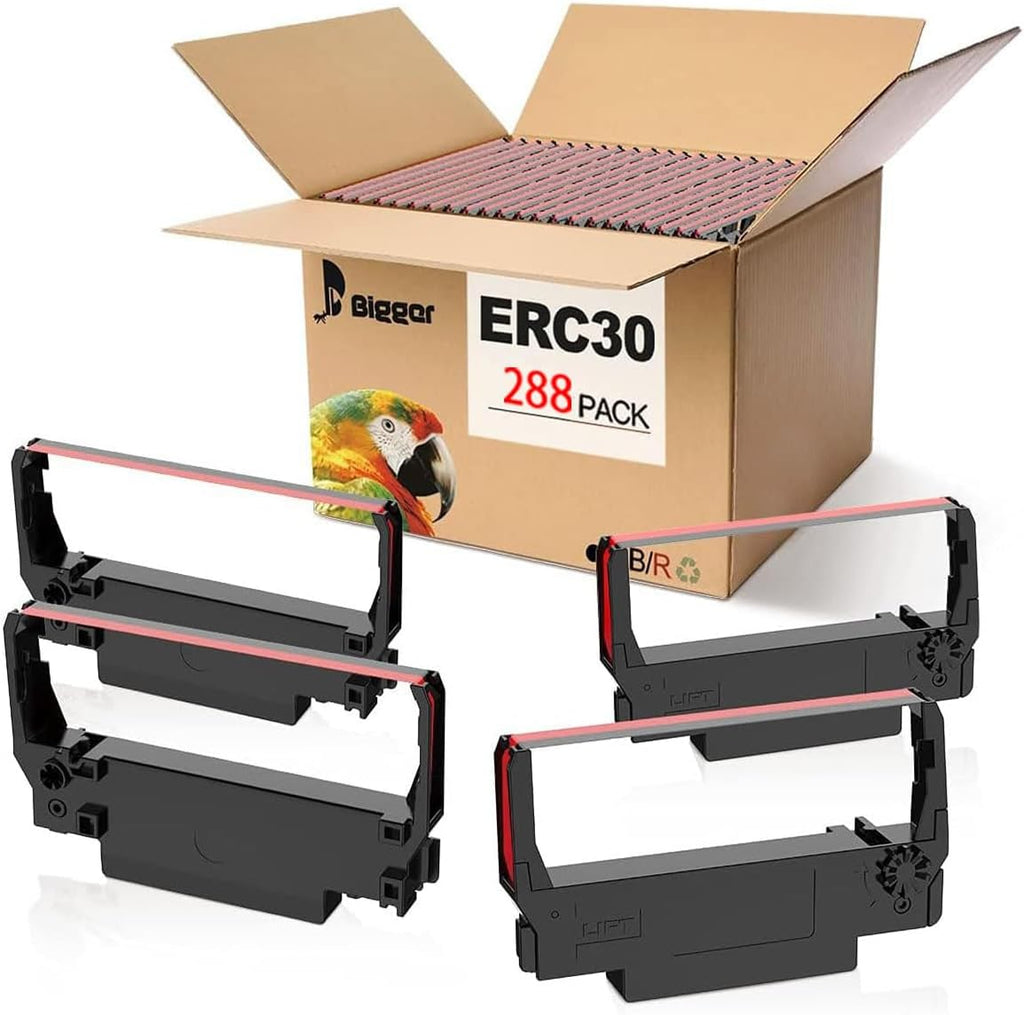 Bigger Replacement for ERC-30, ERC 30 34 38 B/R Compatible Ribbon Used with Epson ERC30 ERC34 ERC38 NK506 Printer (Black and Red, 288 Pack)