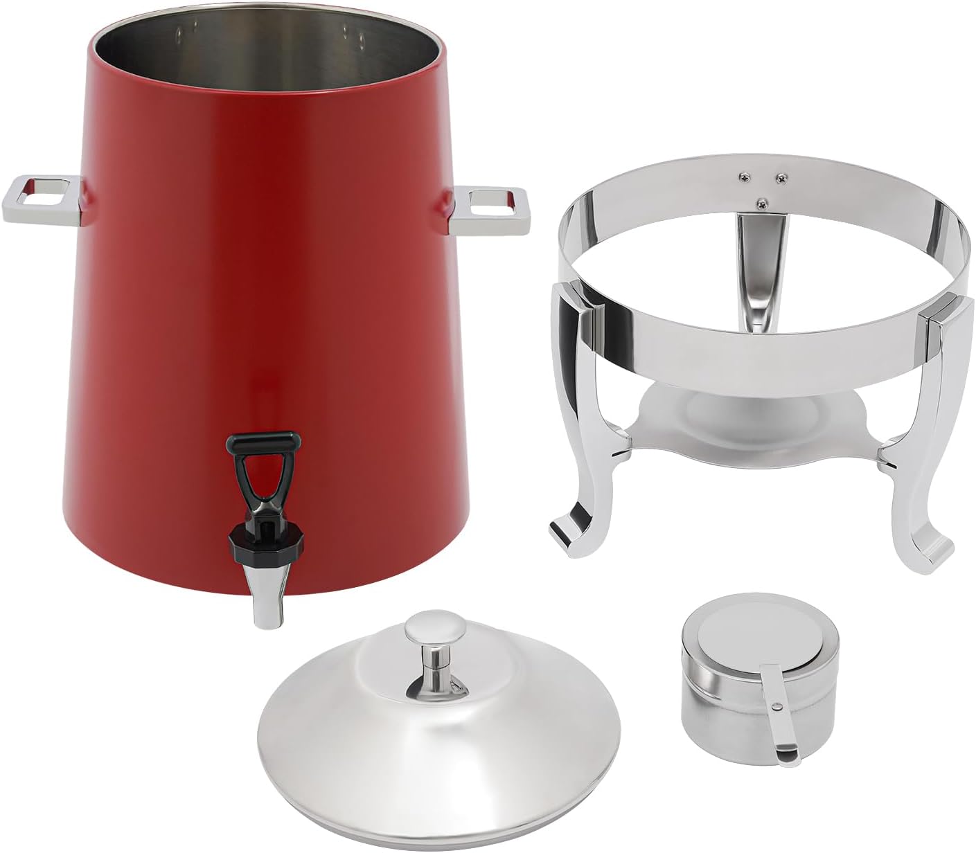 Beverage Dispenser for Coffee Tea Hot Water, Hot Drink Dispenser with Stand & Fuel Holder, 3.4Gal Stainless Steel Thermal Carafe, for Home Office Party Wedding Banquet