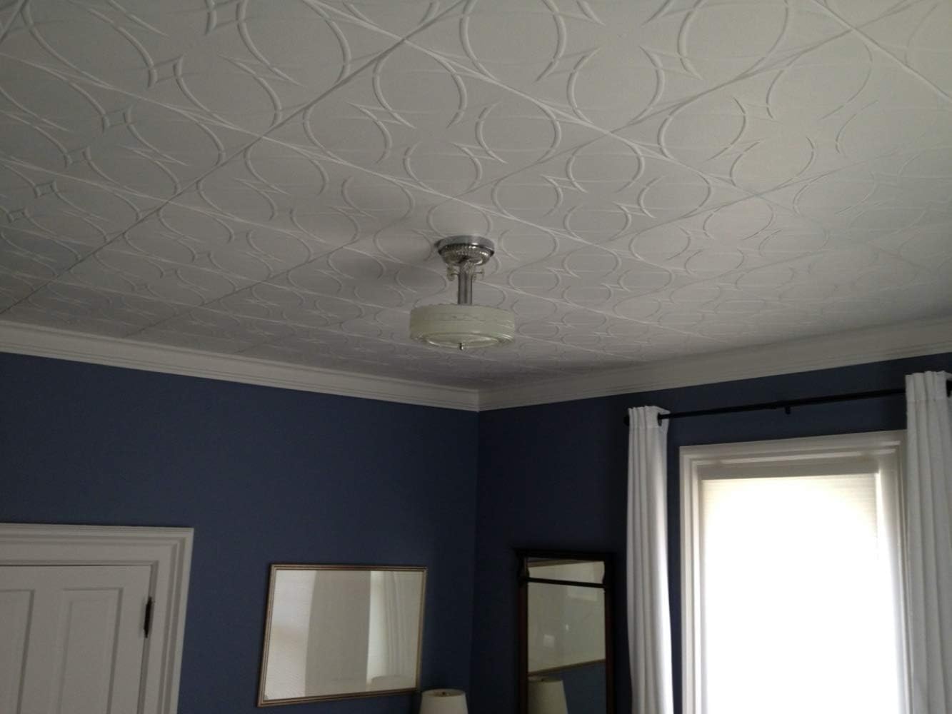 À LA MAISON CEILINGS R82 Circles and Stars Foam Glue-up Ceiling Tile (256 sq. ft./Case), Pack of 96, Plain White