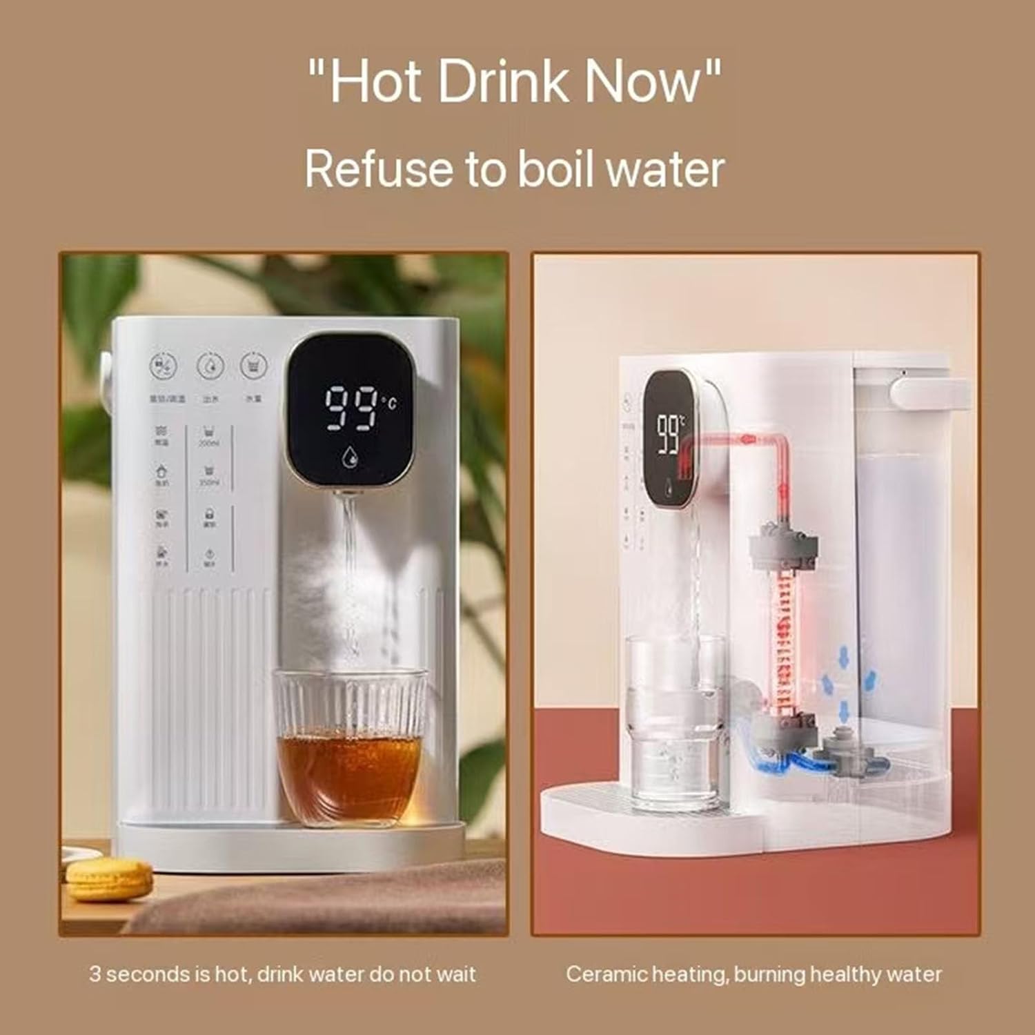 Instant Hot Water Dispenser,Hot Water Machine,Tea Coffee 2.8L Water Tank,4-Step Temperature Control,Lock,Overheat Protection,2 Water Levels