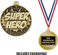 Crown Awards Superhero Medals, 2' Gold Superhero Medal Award with Free Custom Engraving
