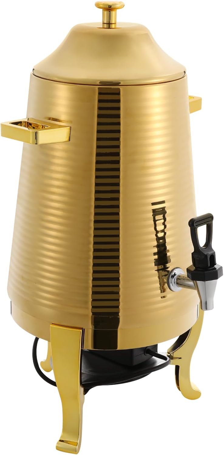 3.43Gal/13L Hot Water Urn, Stainless Steel Commercial Coffee Urn, Electric Hot Water Dispenser for Tea Milk, Industrial Coffee Maker with Stand and Spigot for Parties Catering(Gold)