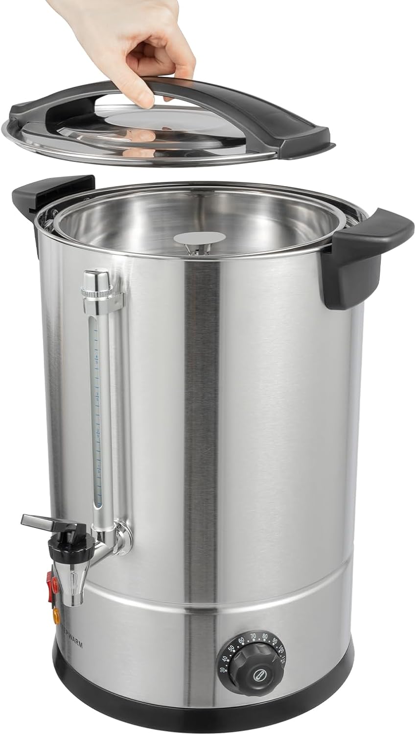 Insulated Beverage Dispenser, 12L Hot Drink Dispenser W/Filter Basket & Spigot, Stainless Steel Hot&Cold Beverage Dispenser for Coffee & Hot tea,Cold Milk,Water,Juice