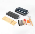 HAWOK Enameled Cast lron Baguette Bread Baker, 3-in-1 Baking Set with Full Baguette Tray, 5-Slot Mini Roll Tray & Reversible Lid Pan, 15 x 6.7 inch, Navy Blue