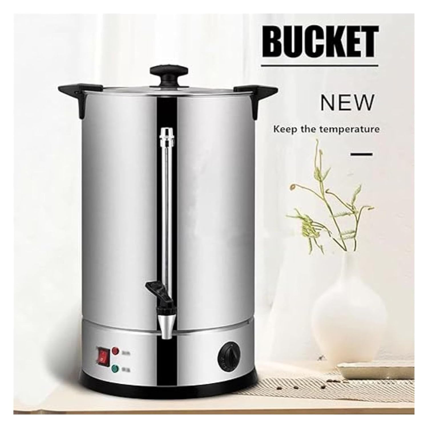 Commercial Hot Water Urn Dispenser, 8-45L Stainless Steel Electric Tea Urn with Tap, Insulated Beverage Server for Coffee, Tea, Milk - Office, Restaurant, Cafe Use