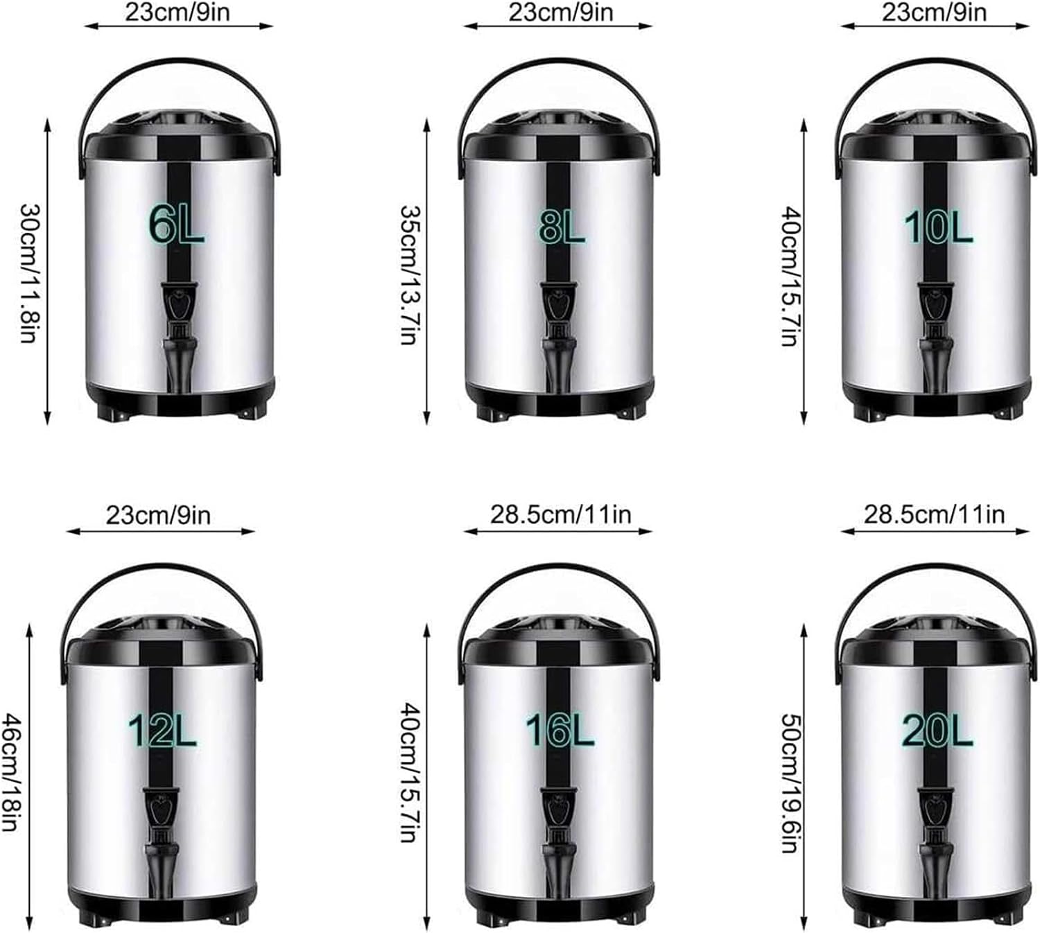 Catering Urn, Stainless Steel Insulated Hot Water Dispenser With Faucet - 6L/8L/10L/12L/16L/20L Milk Tea Barrel For Beverages(20 L)