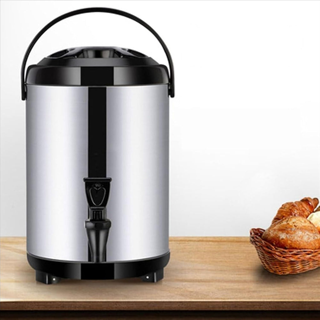 Urn Boiler Hot and Cold Water Dispenser with Faucet Insulated Beverage Dispenser Portable Large Capacity Stainless Steel Tea Coffee Dispenser Water Bottle (10L)