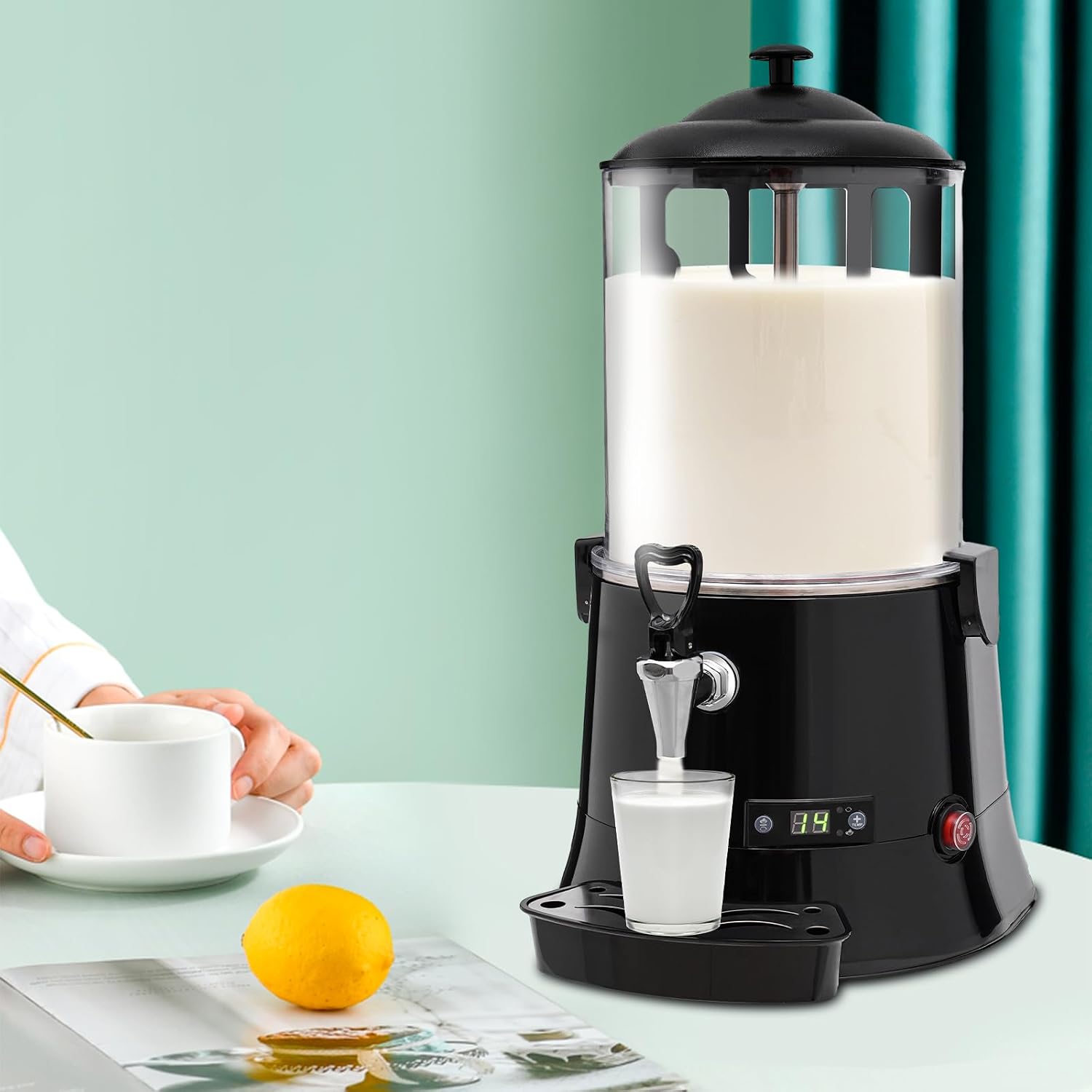 10LHot Chocolate Machine & Commercial Hot Drink Dispenser, Electric Beverage Warmer with 86-194°F Intelligent Temperature Control, Multi-Function Dispenser for Cocoa Milk Coffee and Tea