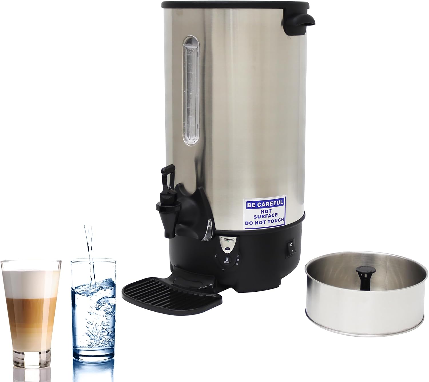 Stainless Steel 9.7L Hot Coffee Kettle Boil Dispenser for Coffee, Tea, and Beverages - Water Boiler Barrel Heat Warmer for Home or Commercial Use