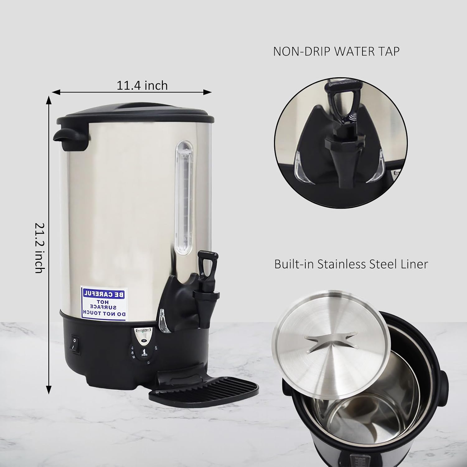 15.4L Commercial Hot Milk Dispenser Electric Milk Boiling Bucket Built-in Stainless Steel Liner 110V 1500W