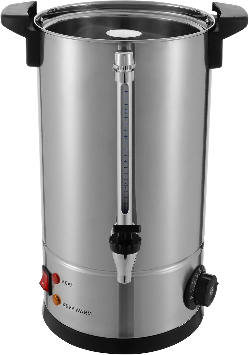DYNAMI Large 6.6Gal Hot Beverage Dispenser Electric,304 Stainless Steel Insulated Beverage Heater Coffee Urn with Heating,Hot Cocoa Dispenser for Parties w/Stainless Filter,for Tea,Milk,Cocoa