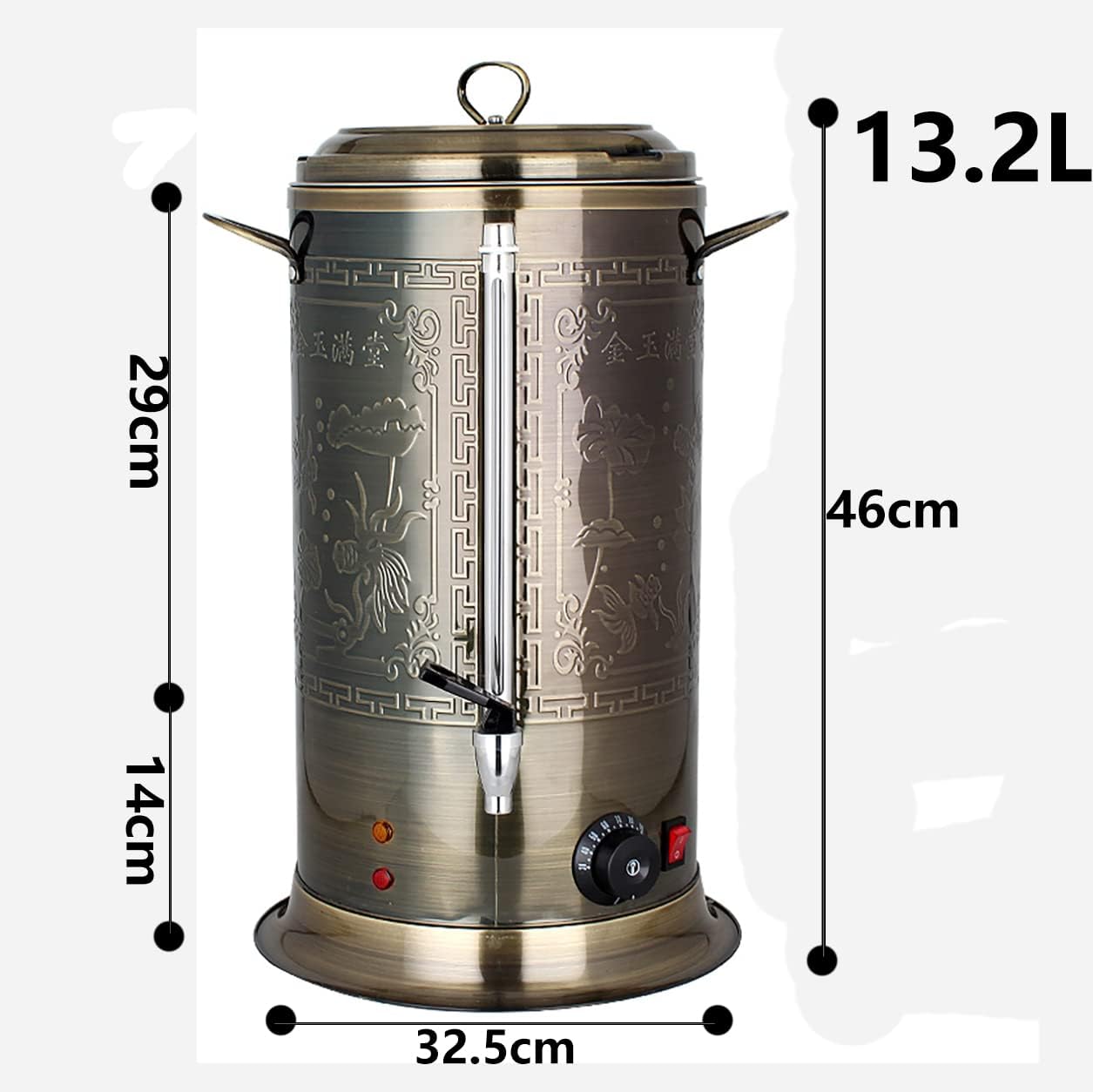 Hot Water Boiler Dispenser Tea Urn, Catering Boiler with Water Gauge & Automatic Temperature Control, for Brewing Commercial Office Home Party,Bronze,13.2L