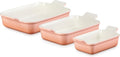 Le Creuset Stoneware Heritage 3-Piece Rectangular Baking Dish Set, Peche