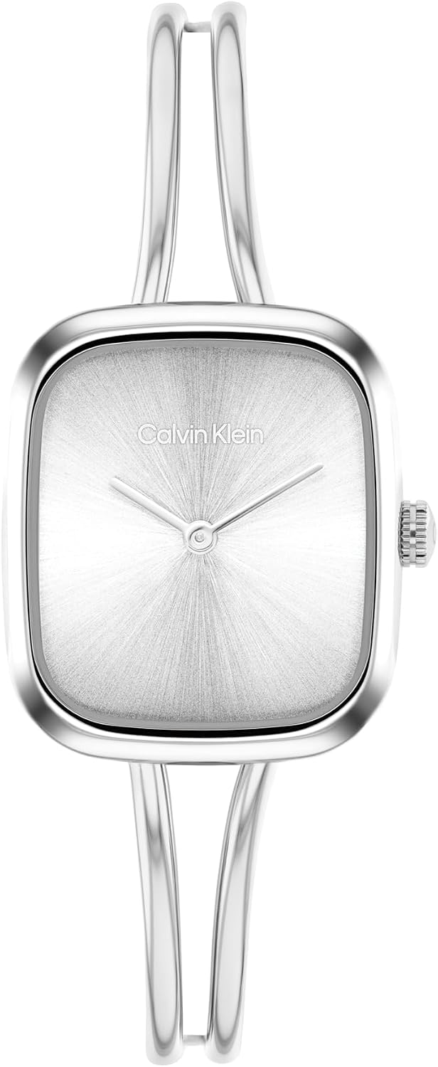 Calvin Klein Women's CK Adore Stainless Steel Watch – 24mm Tank Case, Adjustable Bangle Bracelet, Petite Elegant Design - Gift for Her