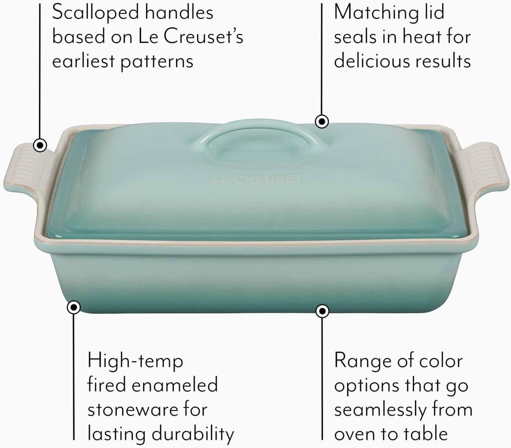 Le Creuset Heritage Stoneware Covered Baker, 4 qt, Exclusive Color: Azure Blue