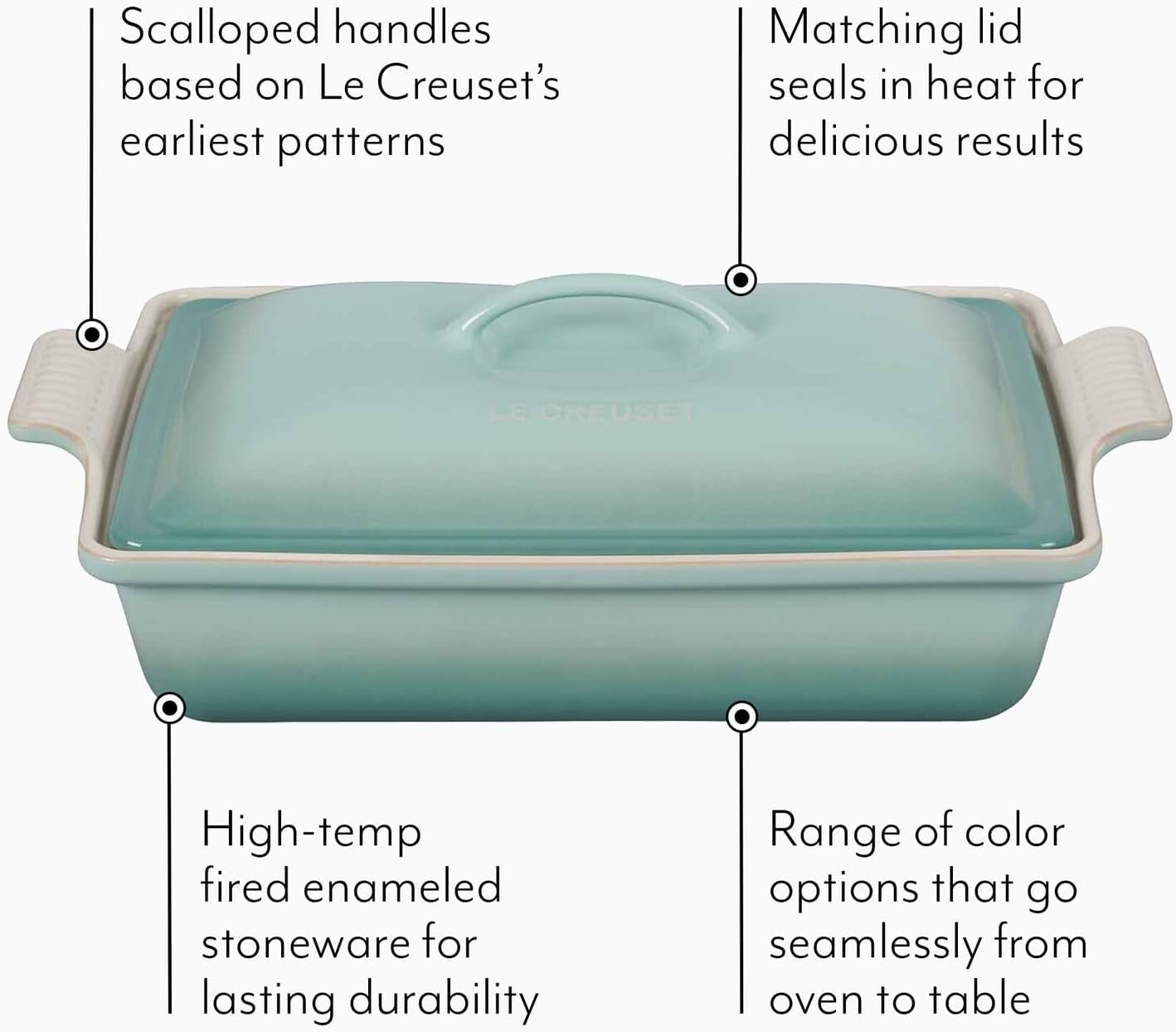 Le Creuset Heritage Stoneware Covered Baker, 4 qt, Exclusive Color: Azure Blue