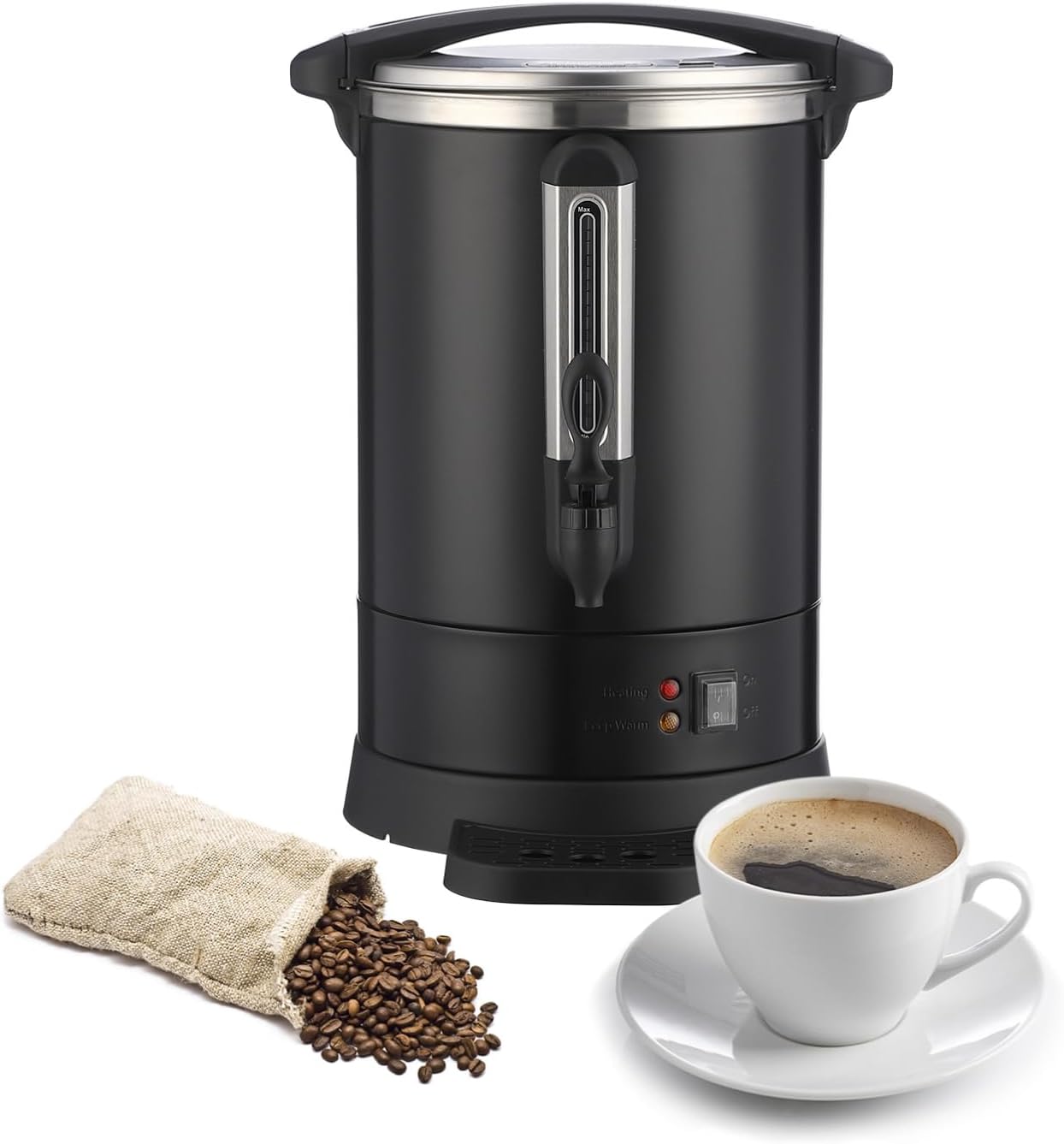 ‌Electric Hot Water Urn 80-Cup 12L Commercial - Double Wall Hot Beverage Dispenser with Fast Brew, Easy-Clean Stainless Steel Design for Weddings, Parties, Restaurants, Buffets