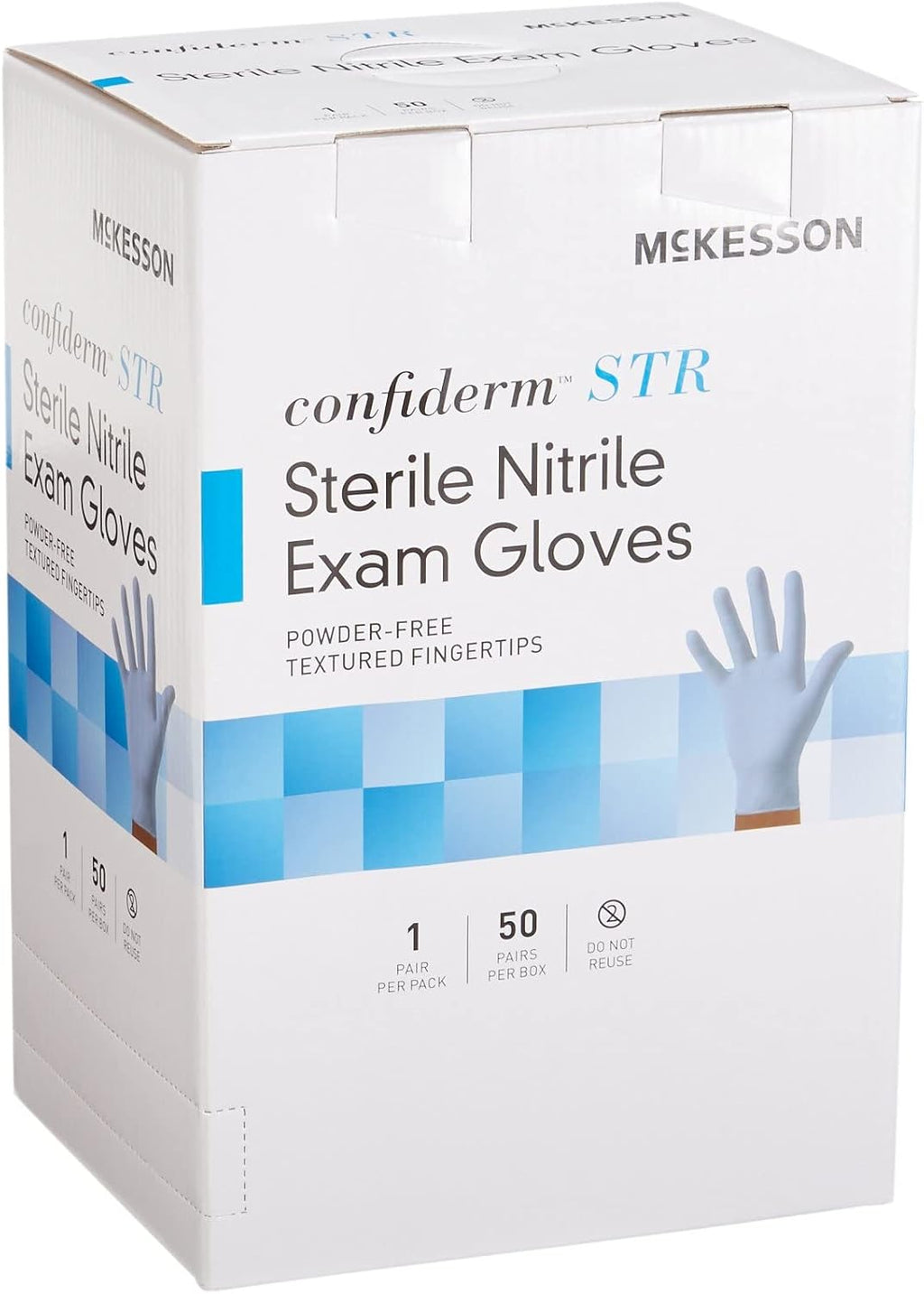 McKesson Confiderm STR Disposable Sterile Pair Nitrile Exam Glove Standard Cuff Length