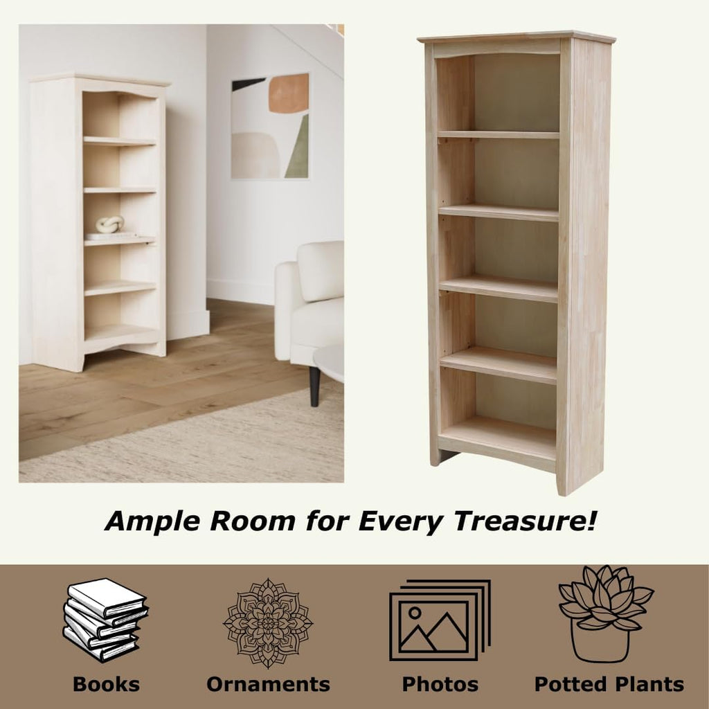 Solid Wood Shaker Bookcase - 60' H
