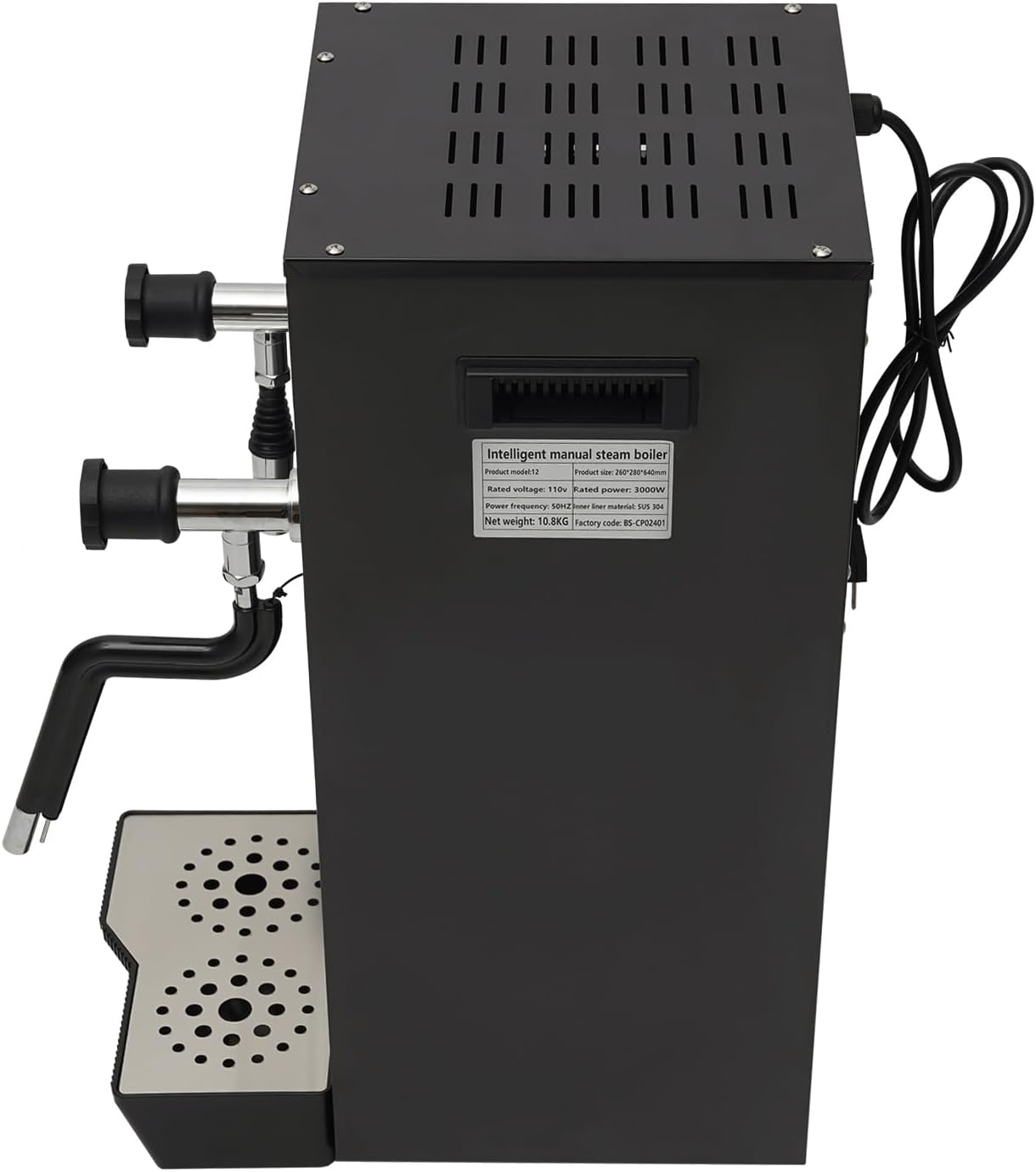 Commercial Hot Water Dispenser, 12L/3.2 Gallon 3000W, 304 Stainless Steel Instant Heating with Fixed Timer & Lcd Display for Coffee Shops, Tea Houses, Restaurants, and Offices (Black)