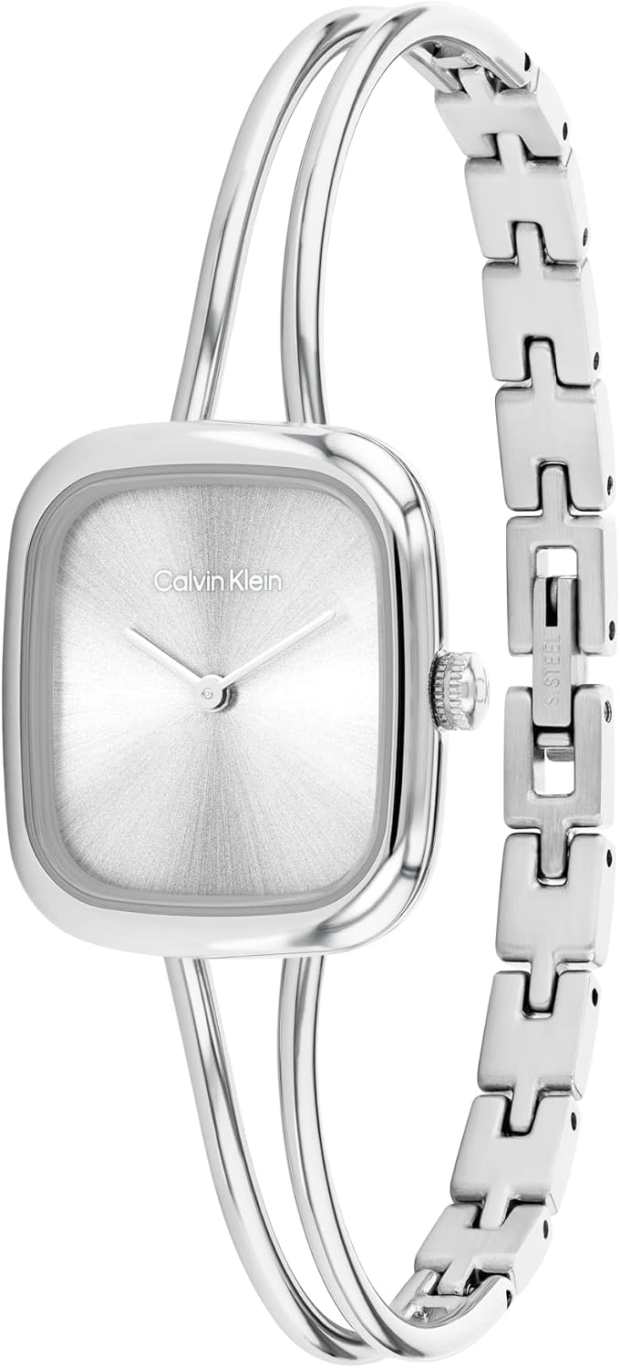 Calvin Klein Women's CK Adore Stainless Steel Watch – 24mm Tank Case, Adjustable Bangle Bracelet, Petite Elegant Design - Gift for Her