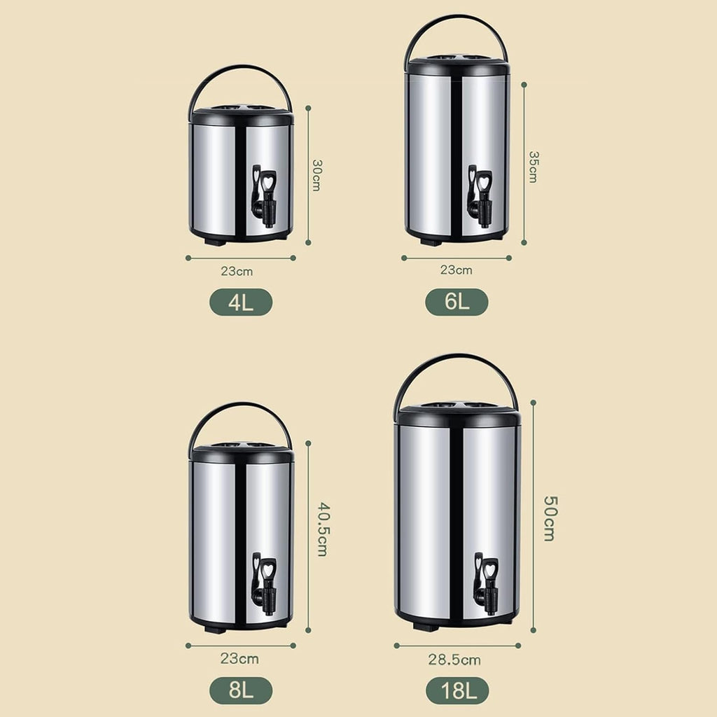 Hot Water Dispensers,Insulated Beverage Dispenser Cold Drink Dispenser, 304 Stainless Steel Hot Milk Dispenser, Picnic Portable Ice Container Coffee Cylinder, Party Buffet Lemonade Tea,16L
