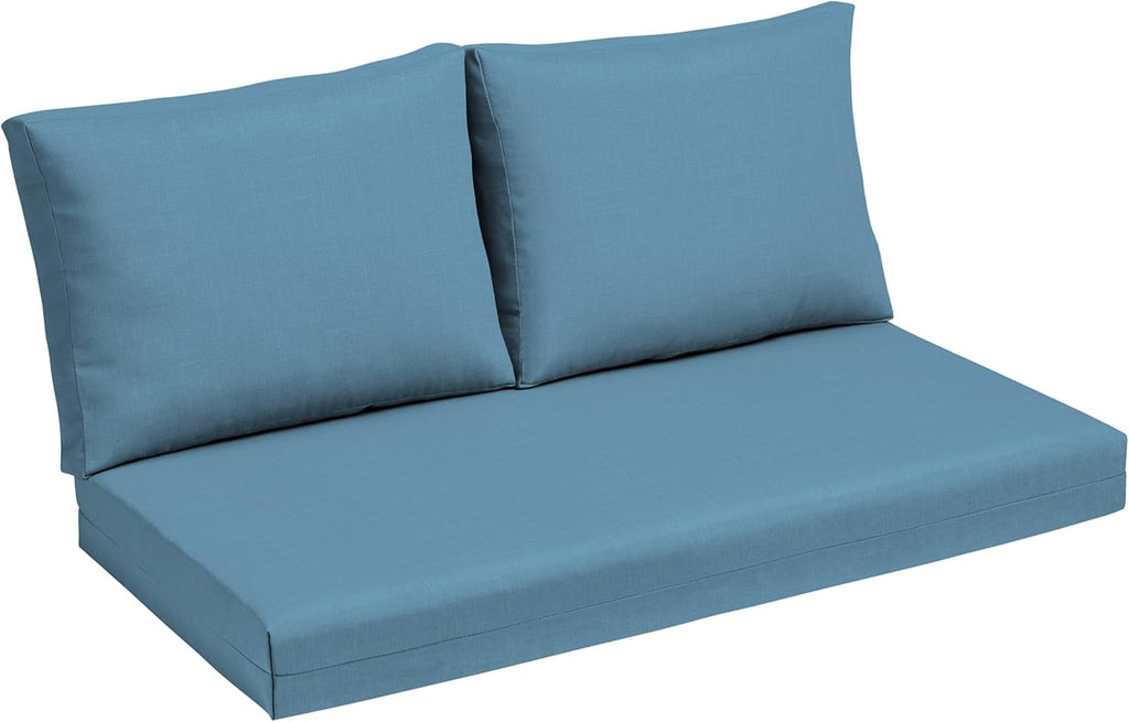 Arden Outdoor Loveseat Cushion Set, 48 x 24, Water Repellent, Fade Resistant, Cushion Set for Couch, Bench, and Swing, French Blue Texture