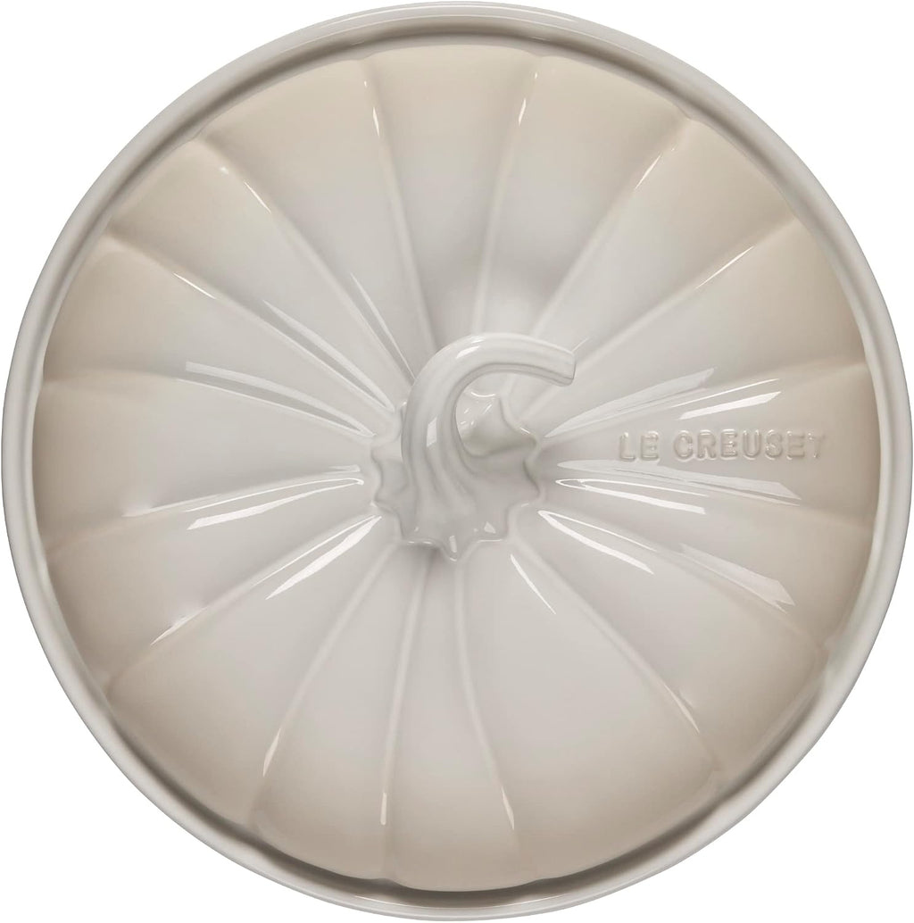 Le Creuset Stoneware Figural Pumpkin Baker with Lid, 9', Meringue
