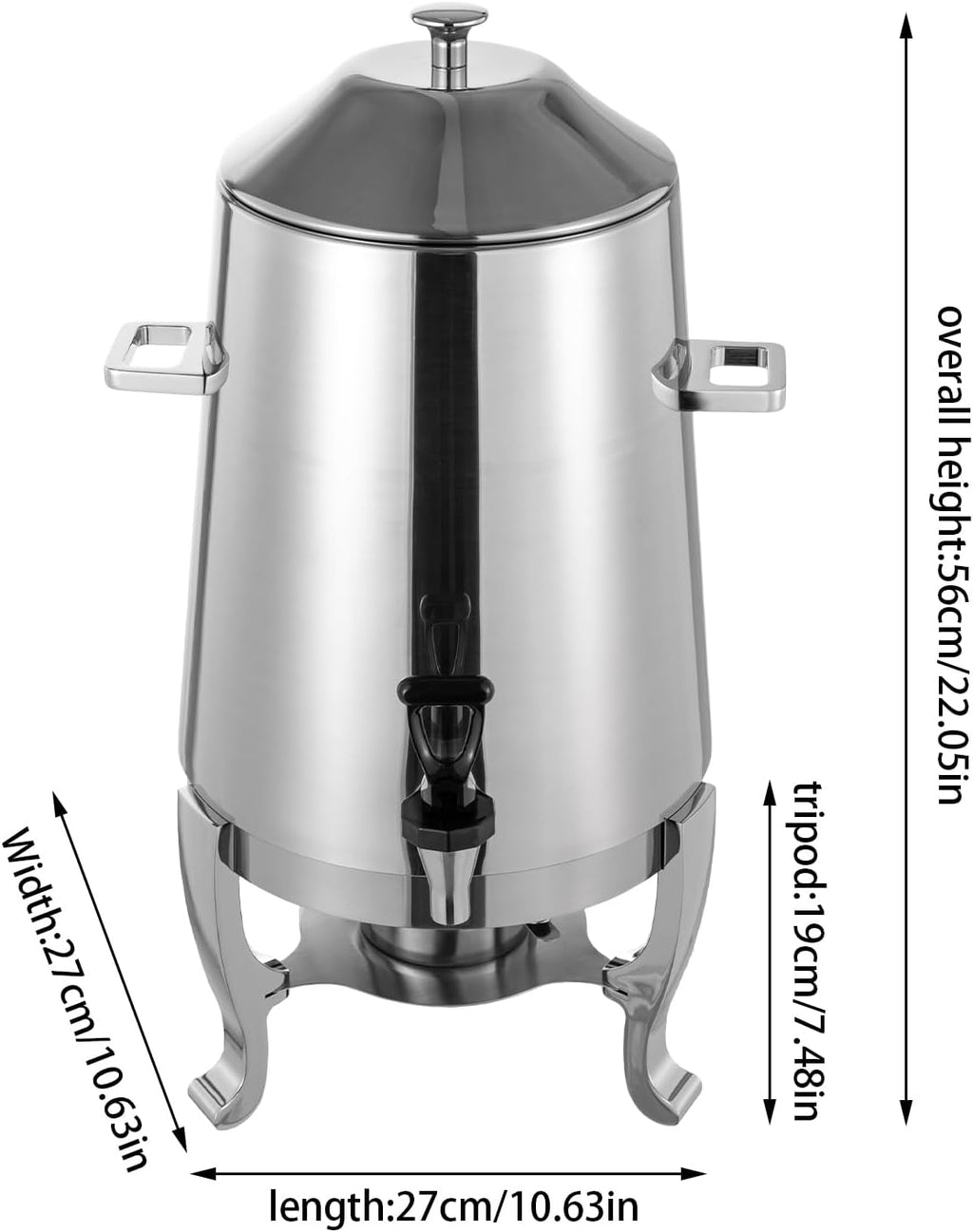 13L/3.5 Gallon Stainless Steel Coffee Urn, Hot Beverage Dispenser Can with Fuel Tray Holder, Insulated Drink Dispenser with Faucet for Hot and Cold Drinks, Party Catering Events (Fuel Heating)