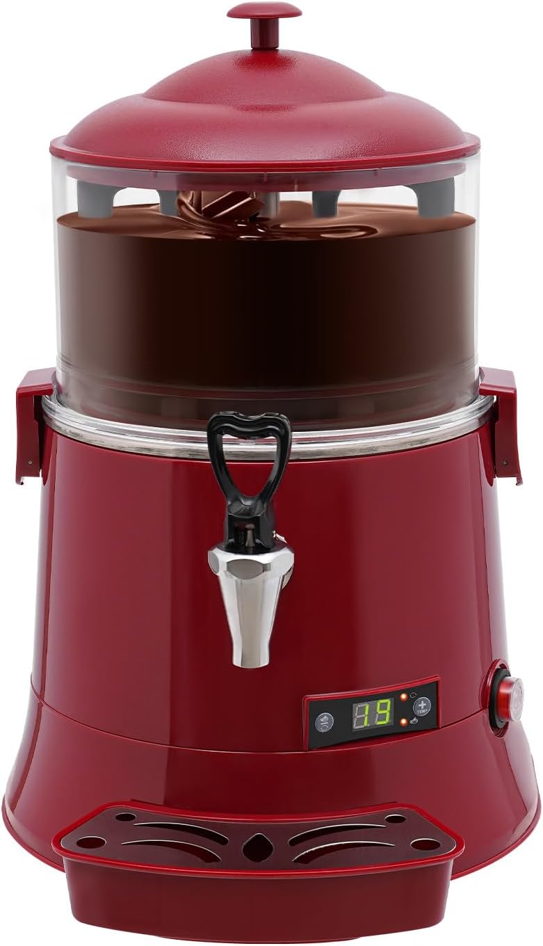 5L Hot Chocolate Machine,1.32gal Commercial Hot Chocolate Machine Maker with Temperature Control,400W Hot Beverage Warmer for Heating Chocolate Coffee Milk,Red