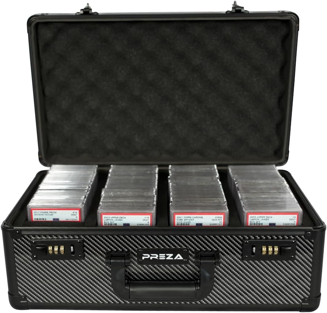 PREZA Graded Card Storage Box - Premium Trading Card Case for Graded Sports and TGC Collectibles - Carbon Fiber Slab Case Storage (X-Large)