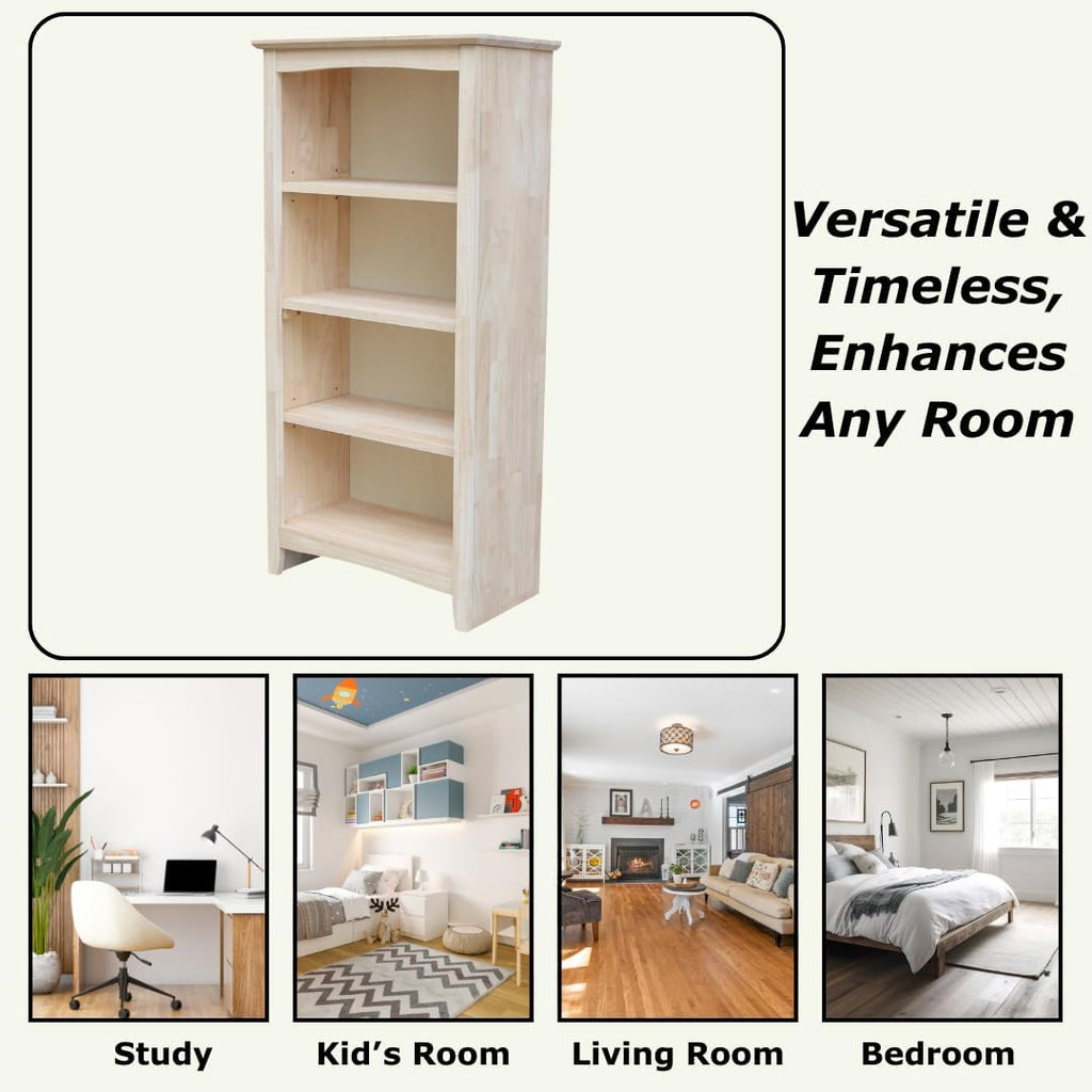 Solid Wood Shaker Bookcase - 48' H