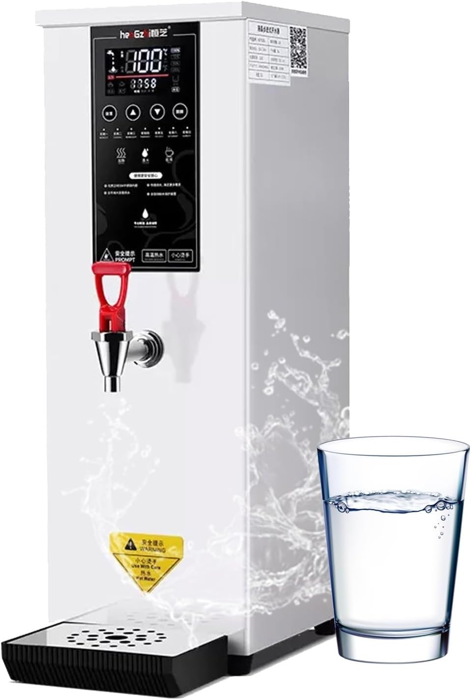 Commercial Electric Water Dispenser with Built-in Purifier, 60L/H, LCD Touch Control, Automatic Boiling,Safe to Drink (White 220V)