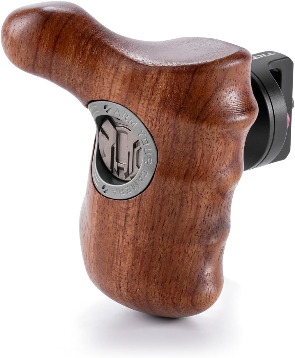 Tilta Advanced Side Wooden Handle | Black Walnut Wood & Aluminum Alloy Build | Quick Release Button TA-AWH8-R-B (VIII - NATO Rail - Right) (1/4-20' with Locating Pins - Type XI)