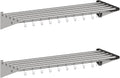 GAOMON 2 Pack Wall Mount Shelves 12' x 36' NSF Certified Stainless Steel with 10 S Hooks - Versatile Metal Storage Racks with Backsplash for Organizing Cookware in Home and Kitchen