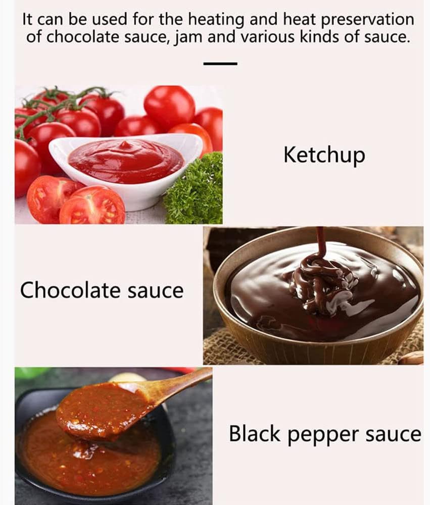 Commercial Electric Warmer, Electric Chocolate Cheese Warmer, 2 Bottles, Soy Sauce Warmer, Stainless Steel Body with Temperature Adjustment,2BottlesSauceWarmer