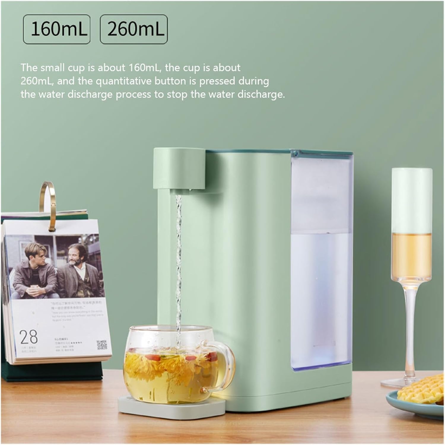 3L Instant Hot Tabletop Water Dispenser W/Ensor Switch, Automatic Water Treatment Temperature Control, for Kitchen Home Use (Bianco 3L)