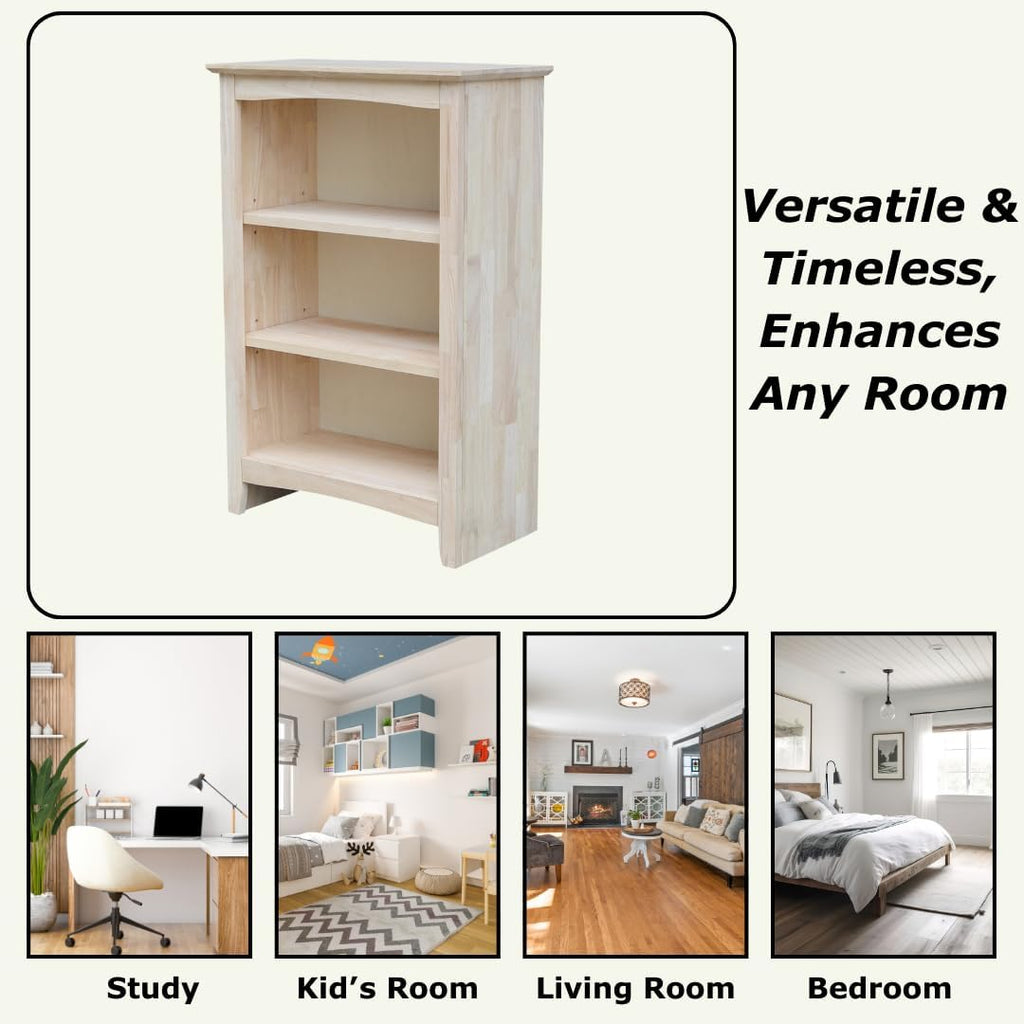Solid Wood Shaker Bookcase - 36' H