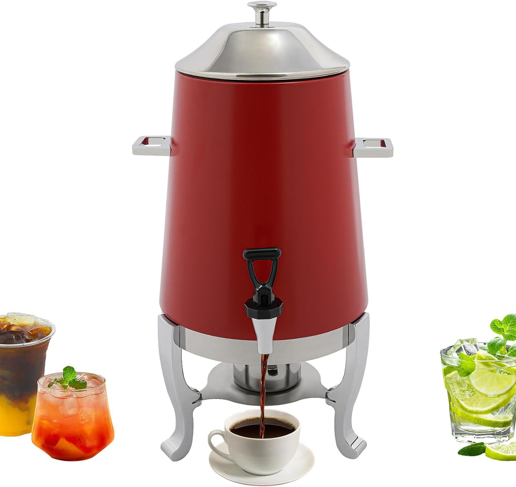 Beverage Dispenser for Coffee Tea Hot Water, Hot Drink Dispenser with Stand & Fuel Holder, 3.4Gal Stainless Steel Thermal Carafe, for Home Office Party Wedding Banquet