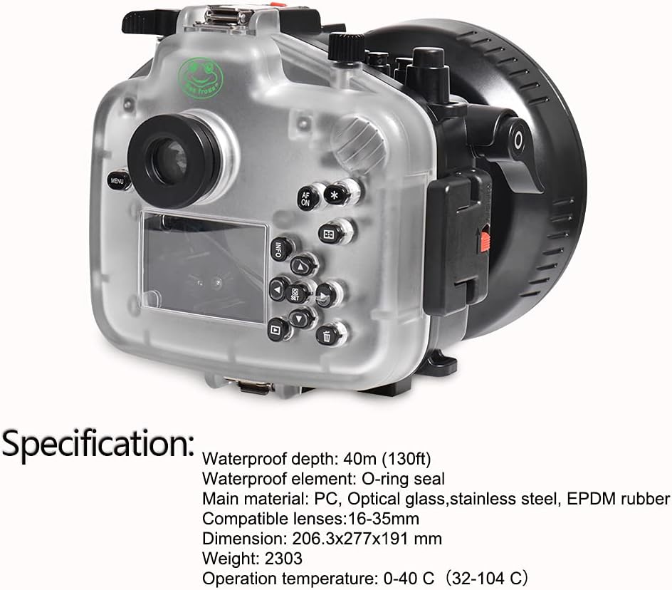 Seafrogs 40m/130ft Underwater Housing Waterproof Case for Canon EOS R, Compatible with 24-105mm Lens, for Underwater Photography or Videography