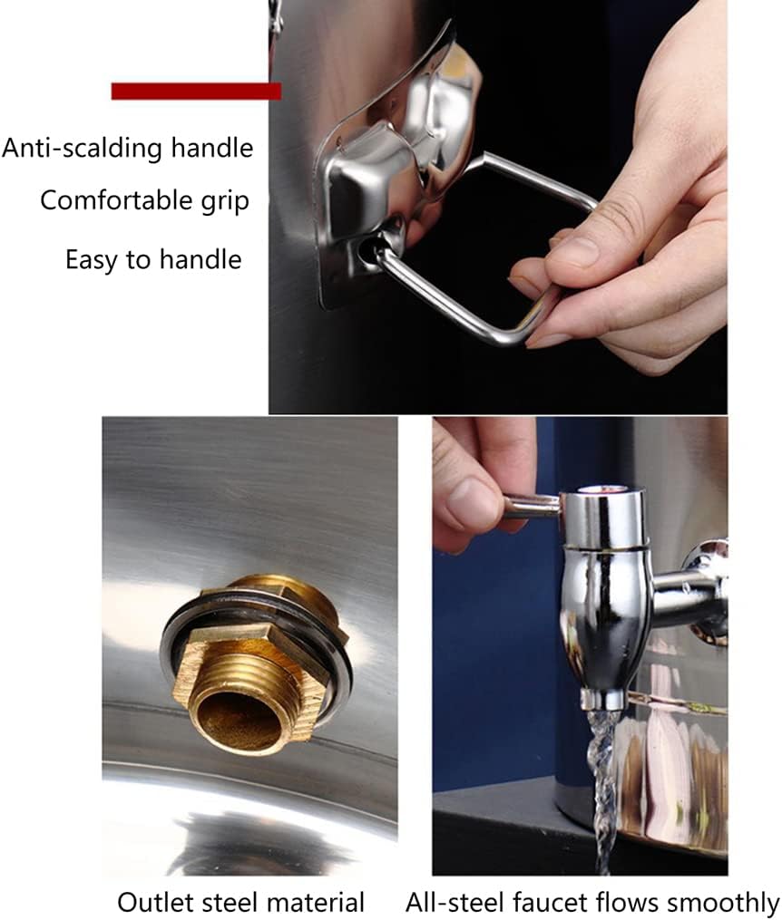 Stainless Steel Catering Urn Water Boiler, Lockable Lid, Portable Hot Water Tea Dispenser with Large Carry Handle for Events, Parties, and Catering Supplies