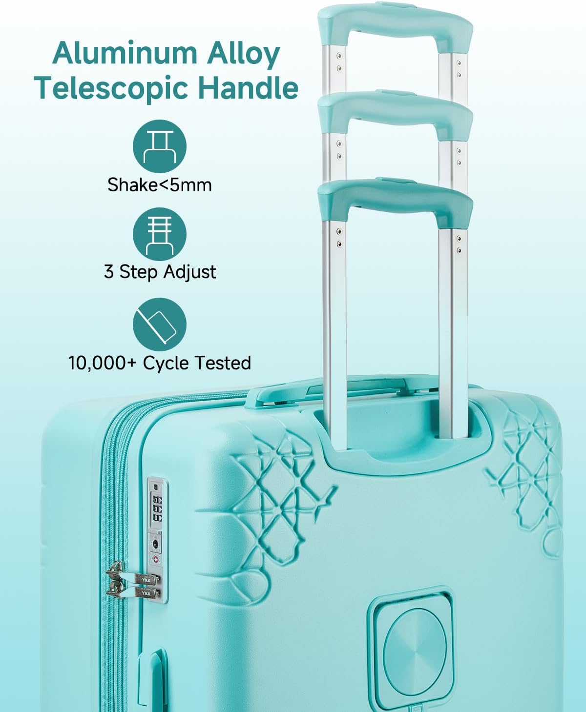 Somago Expandable 2-Piece Luggage Sets 20'/24' Suitcases with Shock-Absorbing Braking Spinner Wheels Moon Star Design Hard Shell Suitcase with Cupholder TSA Lock (Robin Egg Blue,Expandable 20/24 Inch)